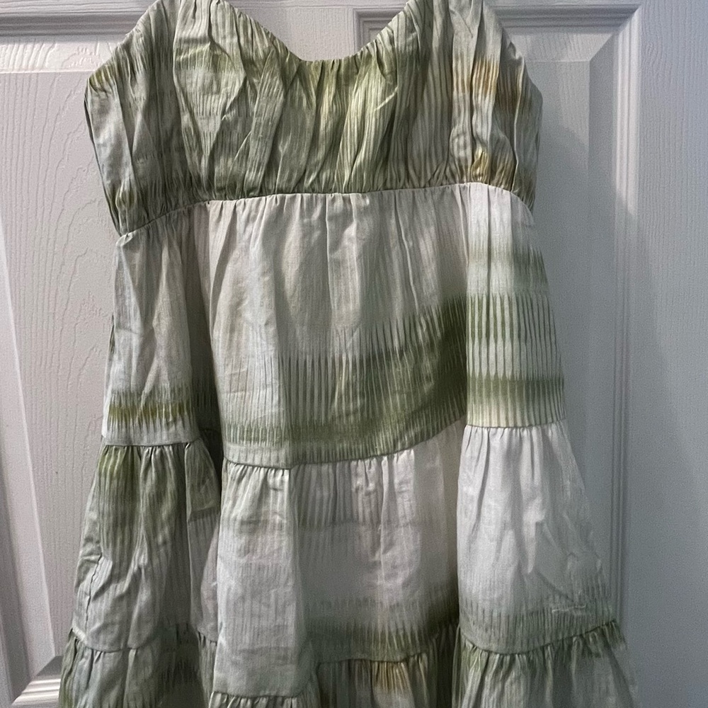 Express Green and White Short Sundress
